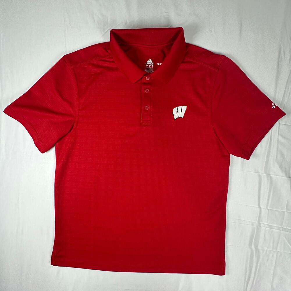 Adidas Wisconsin Badgers Red Polo Shirt Men's Medium